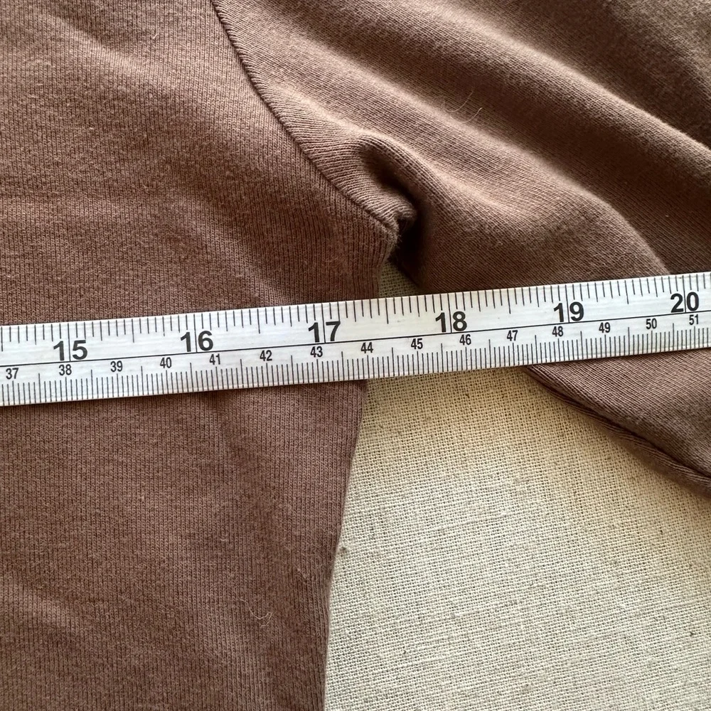 Tyler Boe Chocolate Brown Crewneck Top 3/4 Sleeves Size M Cotton #CBK minimalist - Picture 5 of 7